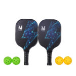 Mupera: 16 mm Carbon Fiber, Pickleball Paddles Set with 4 balls